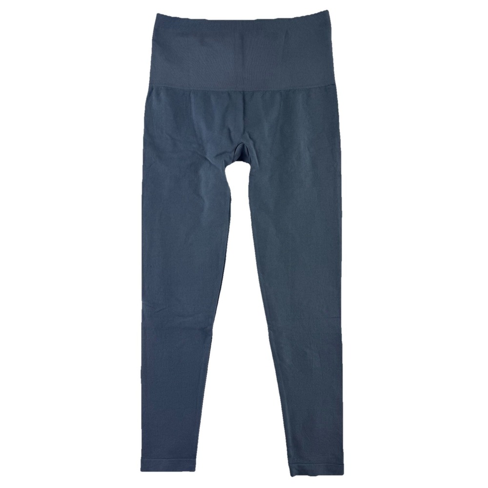 Breezies Seamless Cotton Leggings Size Large Slate Blue